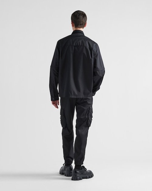 Prada Logo Patch Long-sleeved Shirt In Black