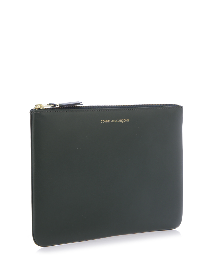 Comme Des Garçons Black Leather Envelope In Green