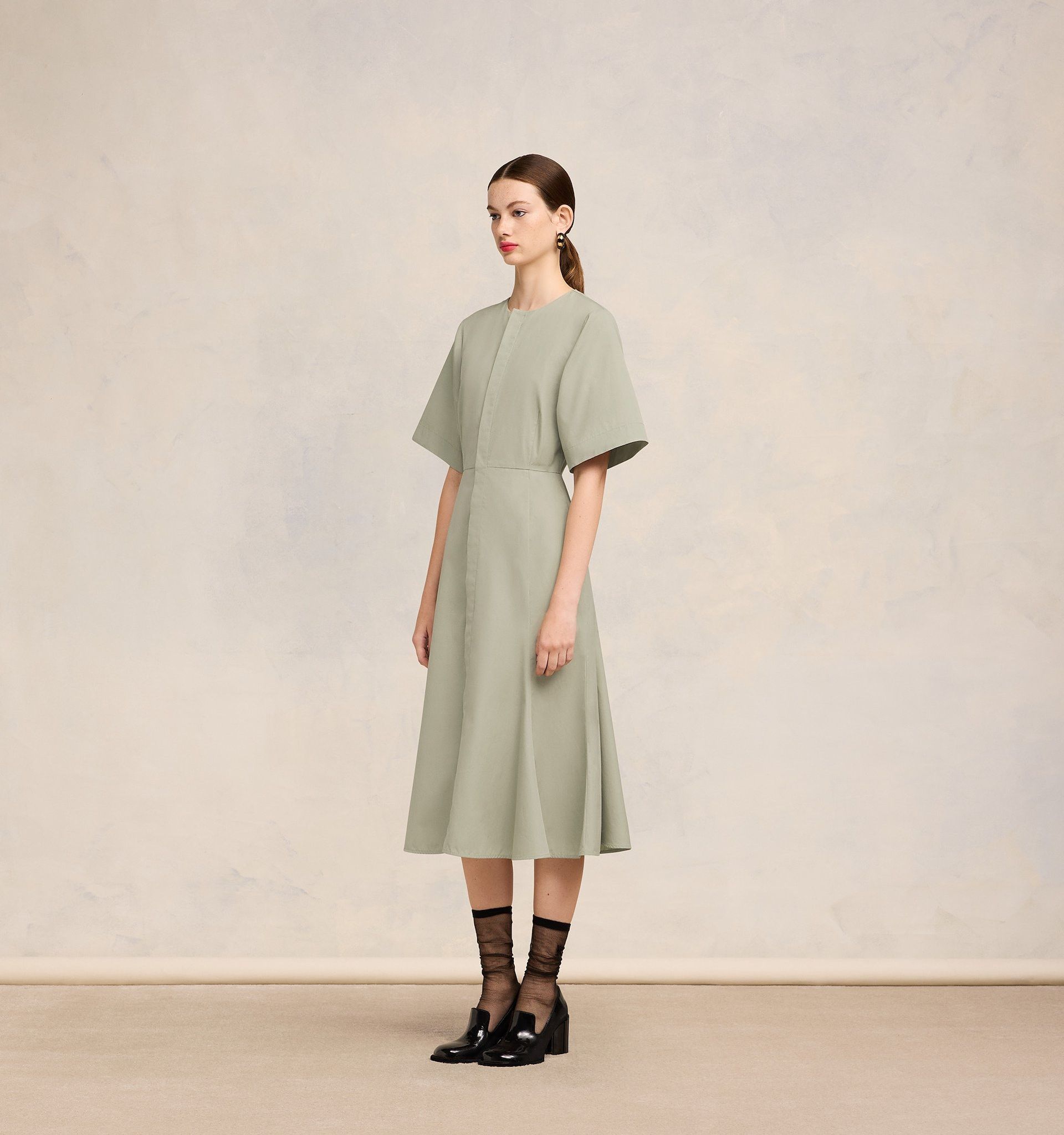 Ami Alexandre Mattiussi Midi Dress With Hidden Tab Green For Women In Green