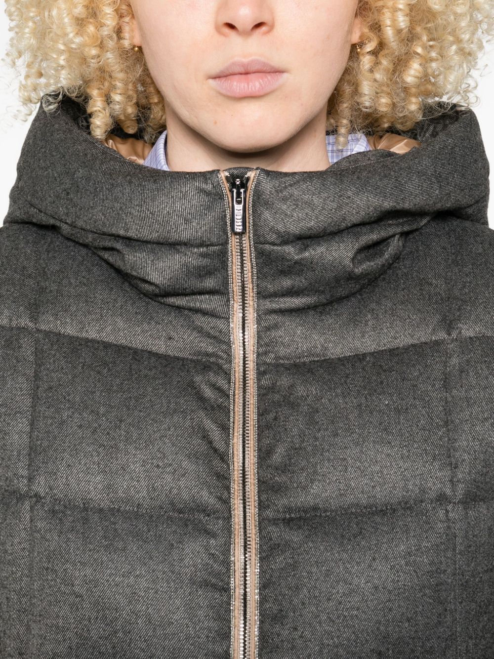 Peserico Hooded Quilted Coat In Green