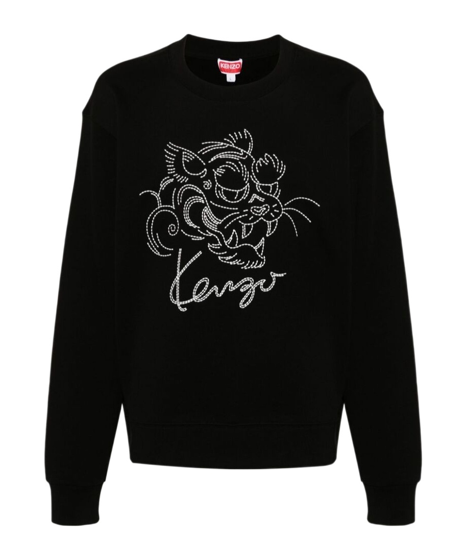 Kenzo Tiger-embroidered Sweatshirt In Black