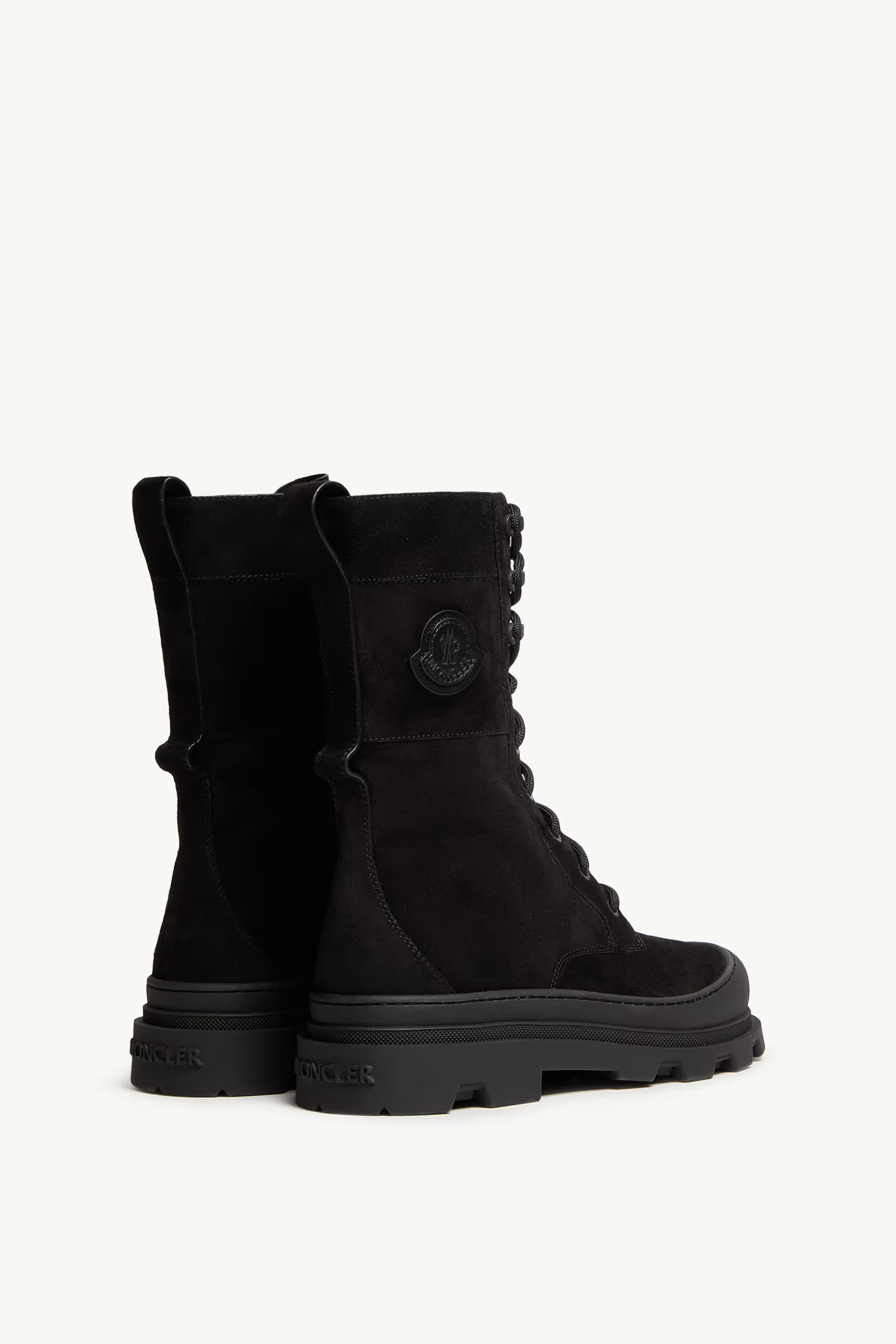 Moncler Vera High Suede Lace-up Boots In Black