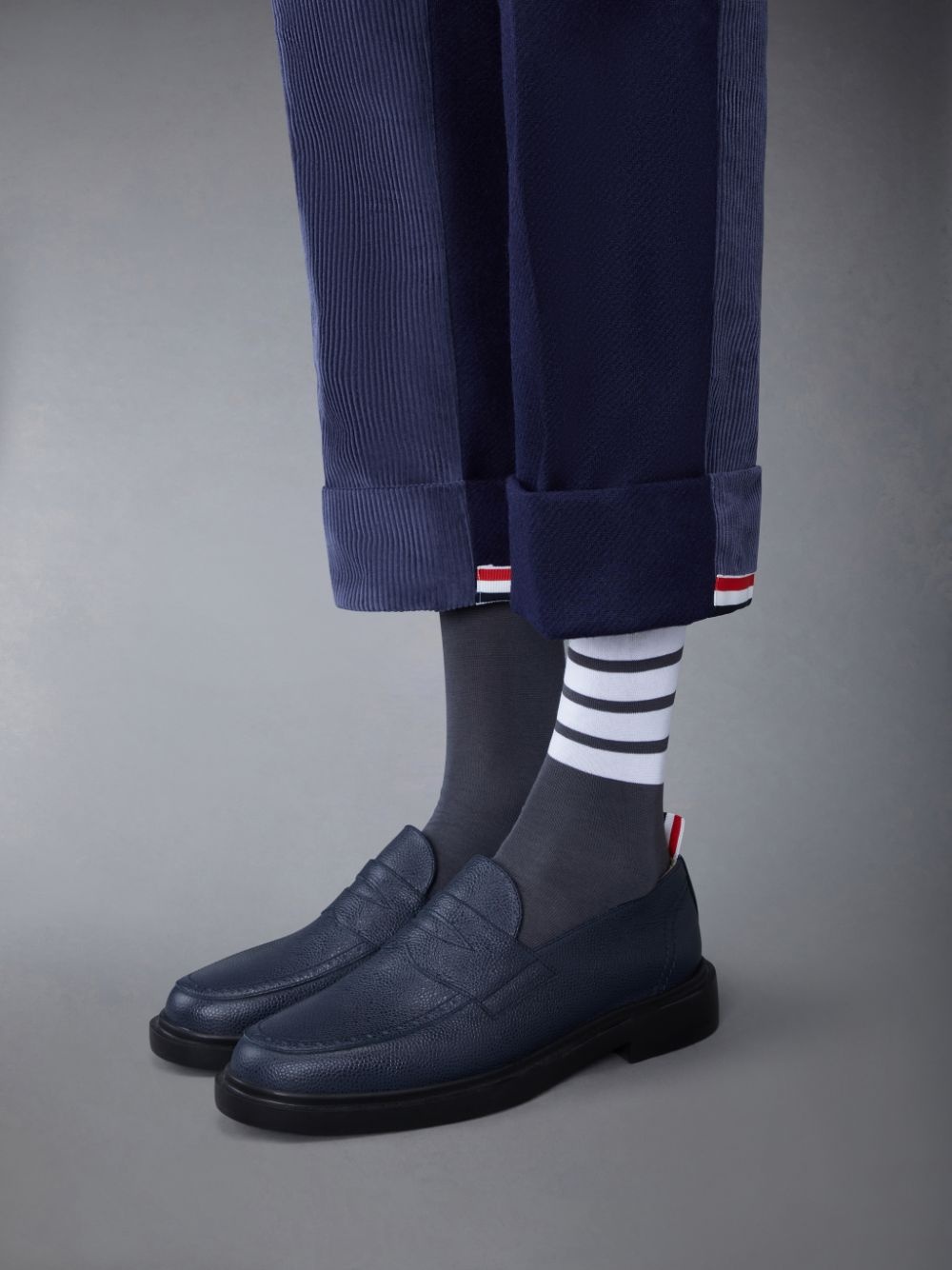 Thom Browne Classic Penny Leather Loafers In Blue