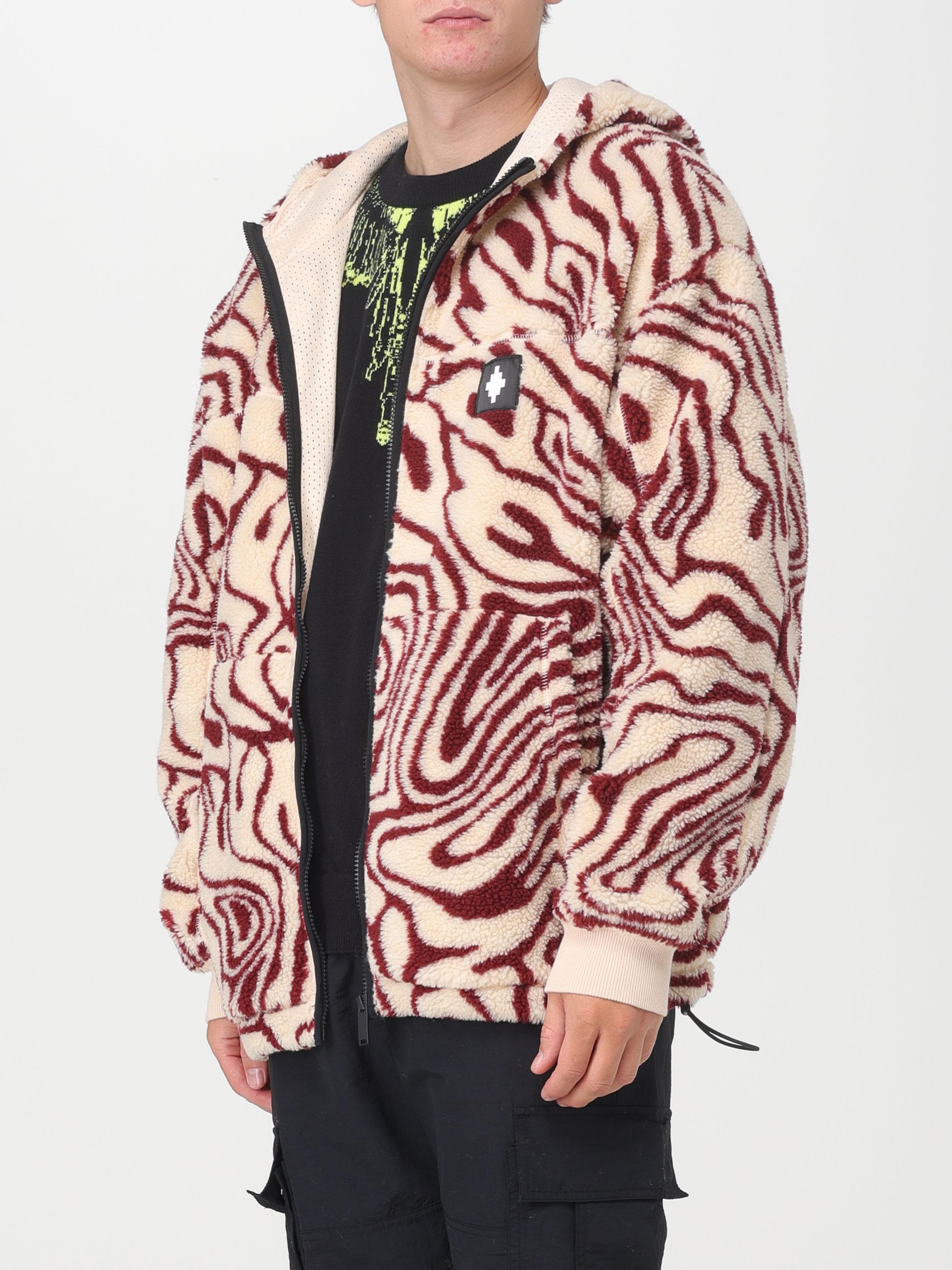 Shop Marcelo Burlon County Of Milan Printed Fleece Jacket In Nude