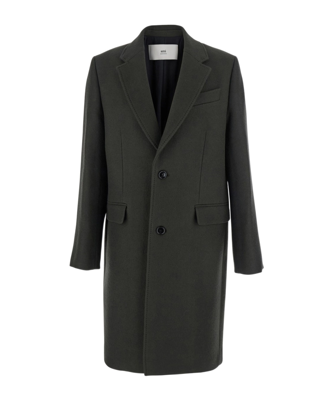 Ami Alexandre Mattiussi Lapel Long-sleeved Coat In Gray