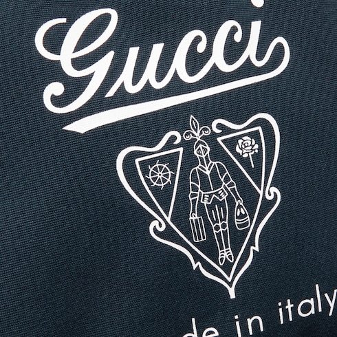 Gucci Medium Printed Canvas Backpack In Dark Blue