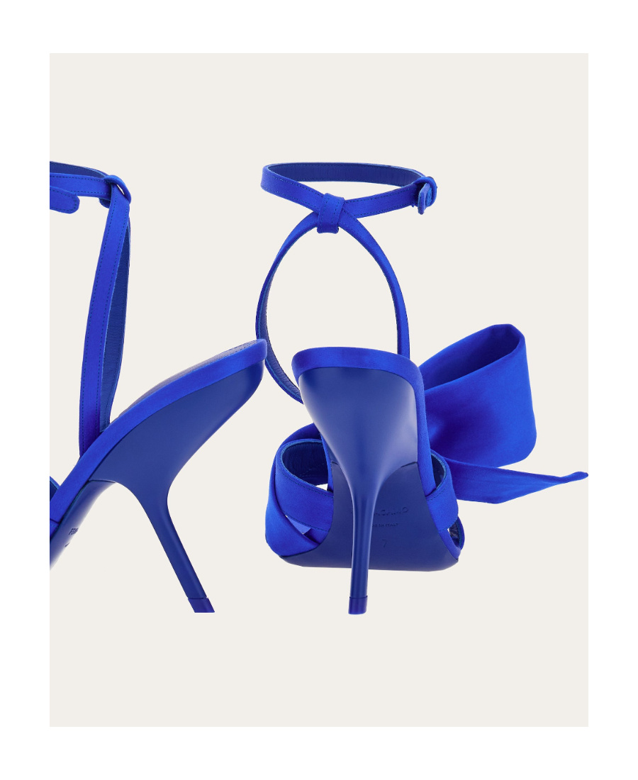 Ferragamo Helena Bow Ankle-strap Sandals In Blue