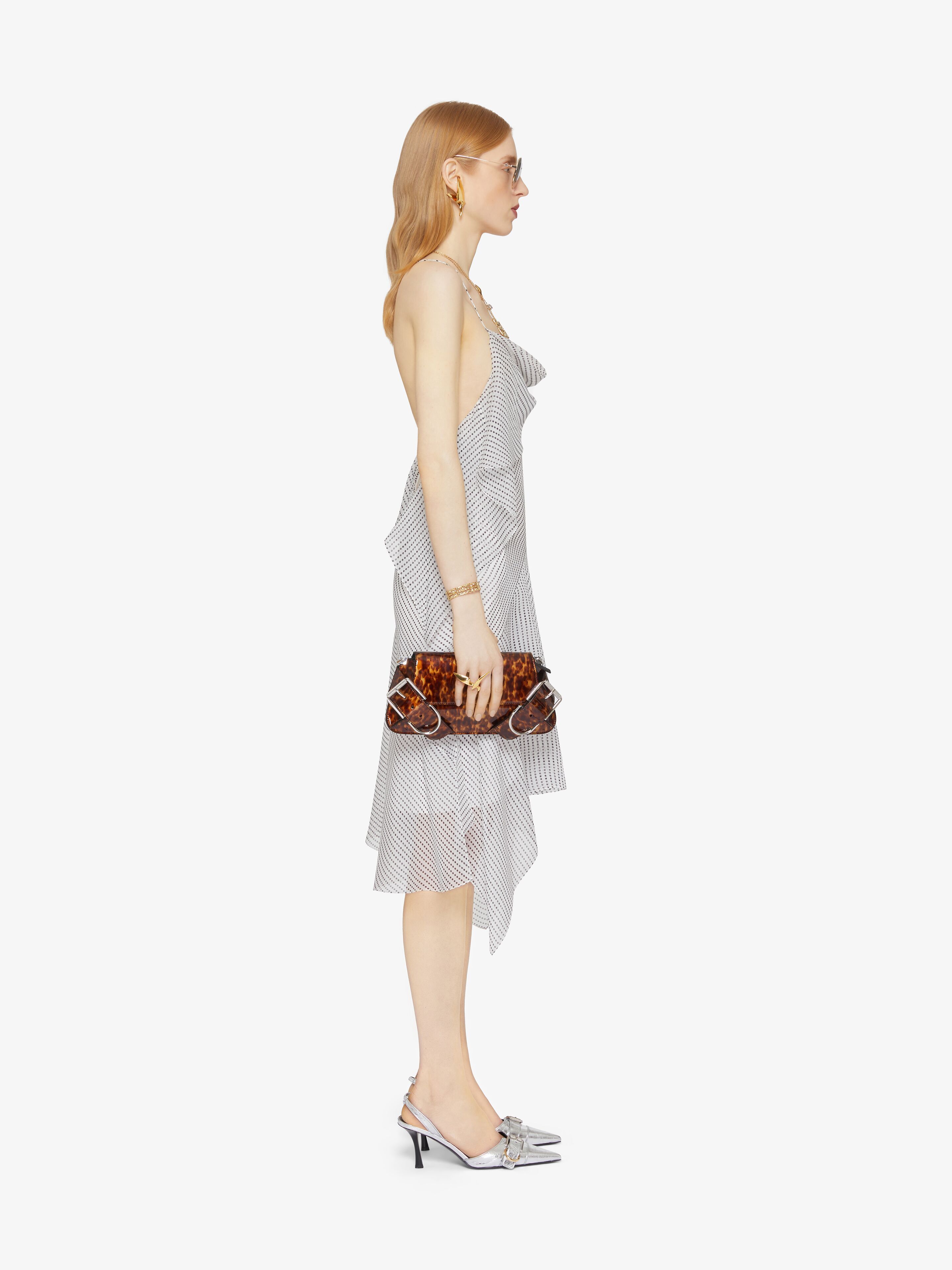 Givenchy Asymmetric Polka Dots Draped Dress In Silk Chiffon In Hazel/black