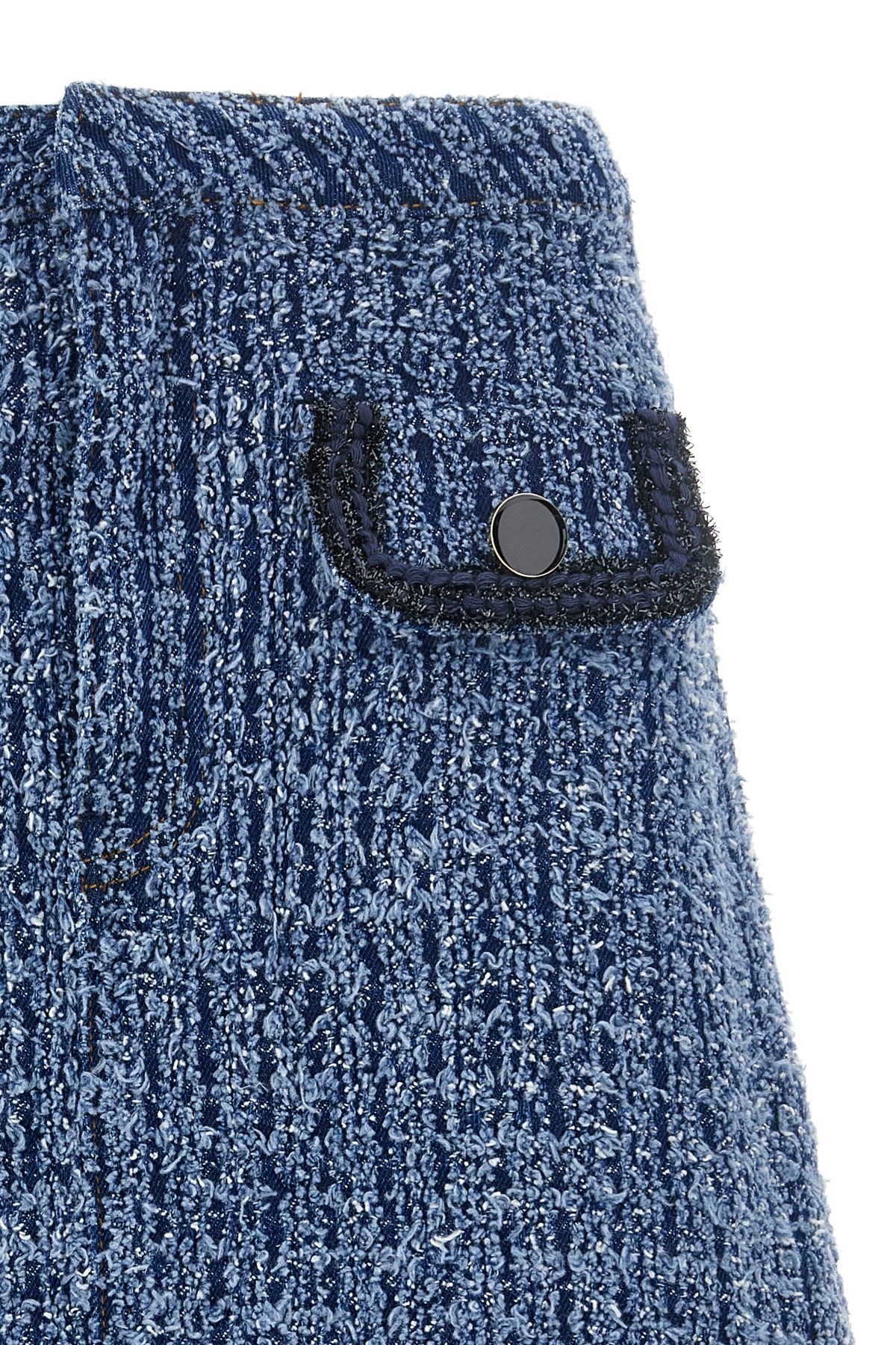 Self-portrait Light Blue Mini Skirt With Patch Pockets In Blue