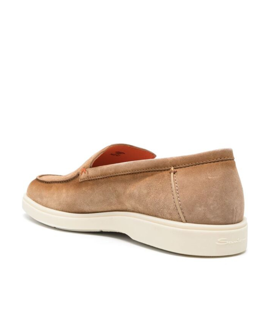 Santoni Slip-on Shoes With Round Toe And Rubber Sole In Nude