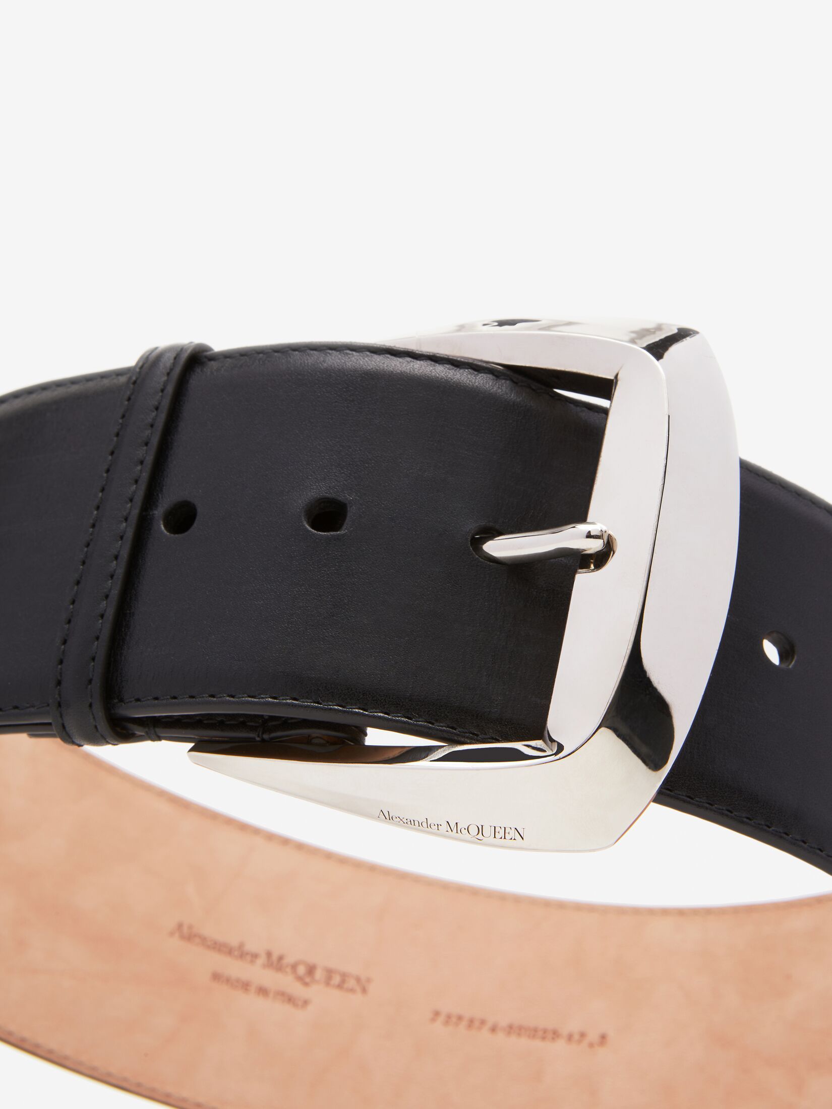 Alexander Mcqueen Geometric Buckle Waist Belt In Black