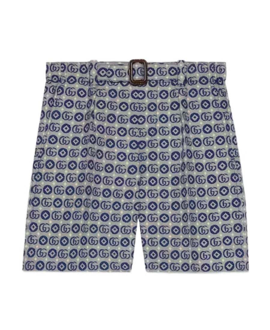 Gucci Double G Cotton Shorts In Gray