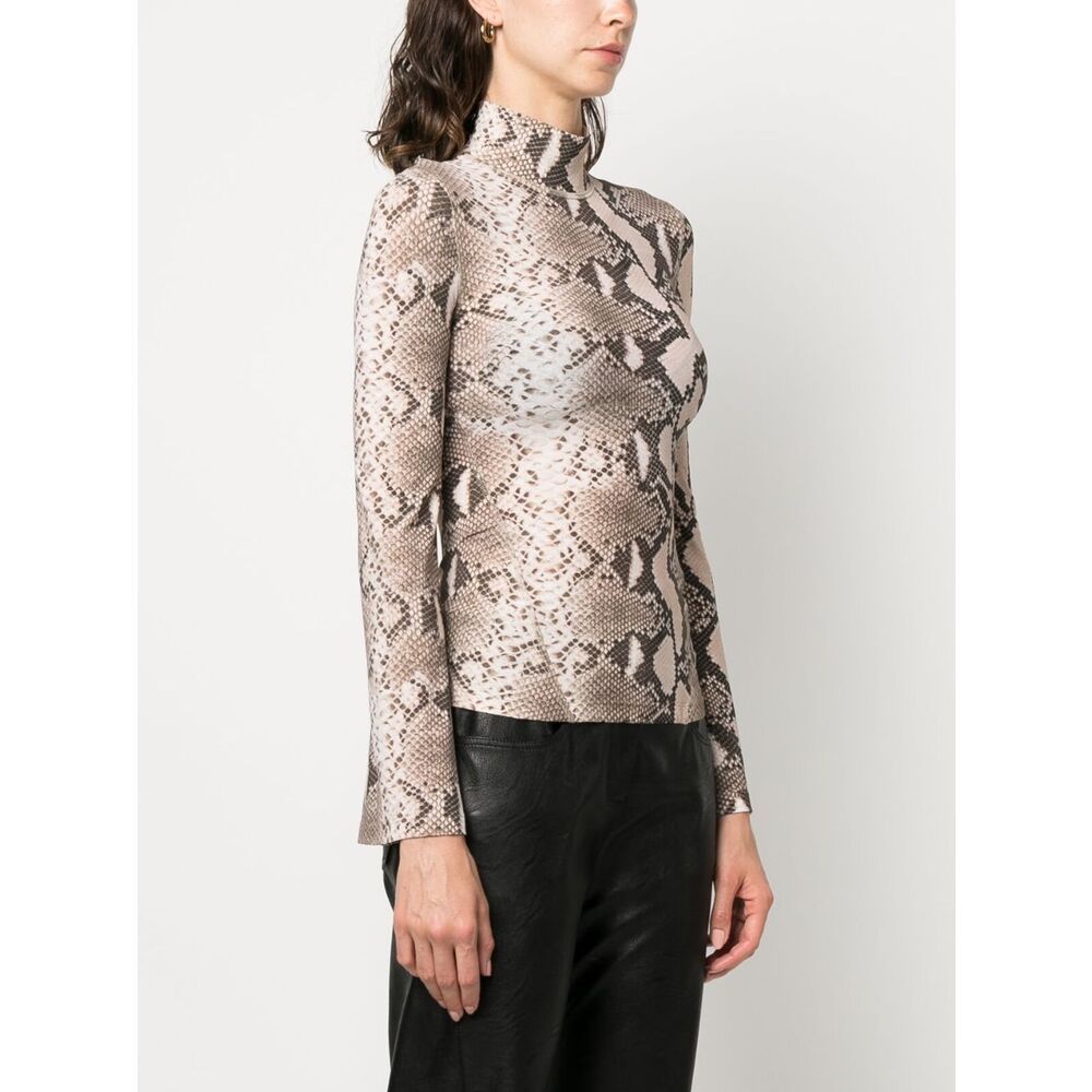 Shop Stella Mccartney Leopard Pattern Highneck Top In Nude
