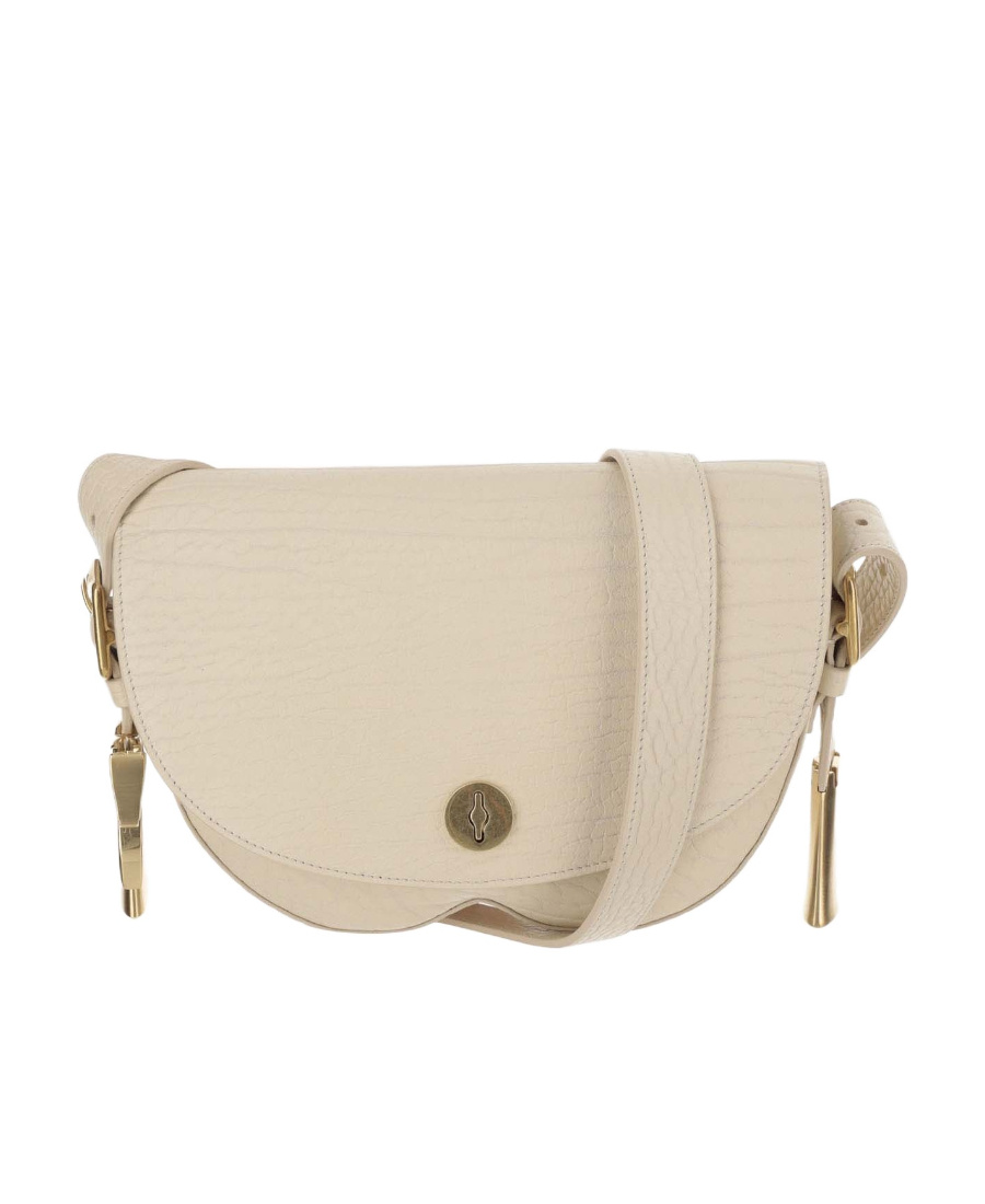 Burberry Leather Crossbody Saddle Bag In Nude