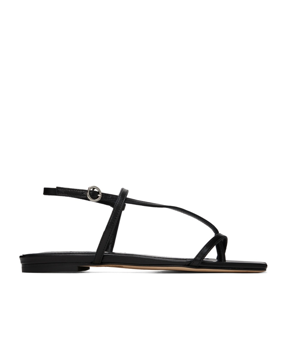 Aeyde Ella Flat Sandals In Black