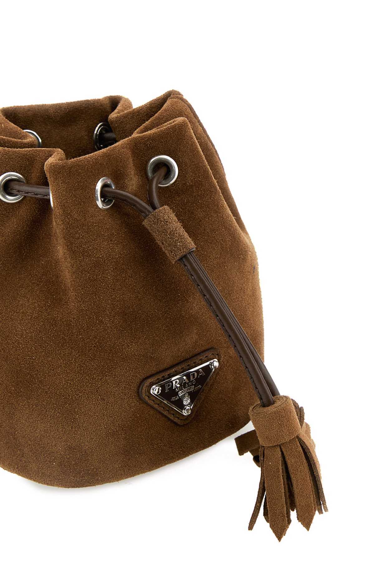 Prada Bucket Bag Keyring In Brown