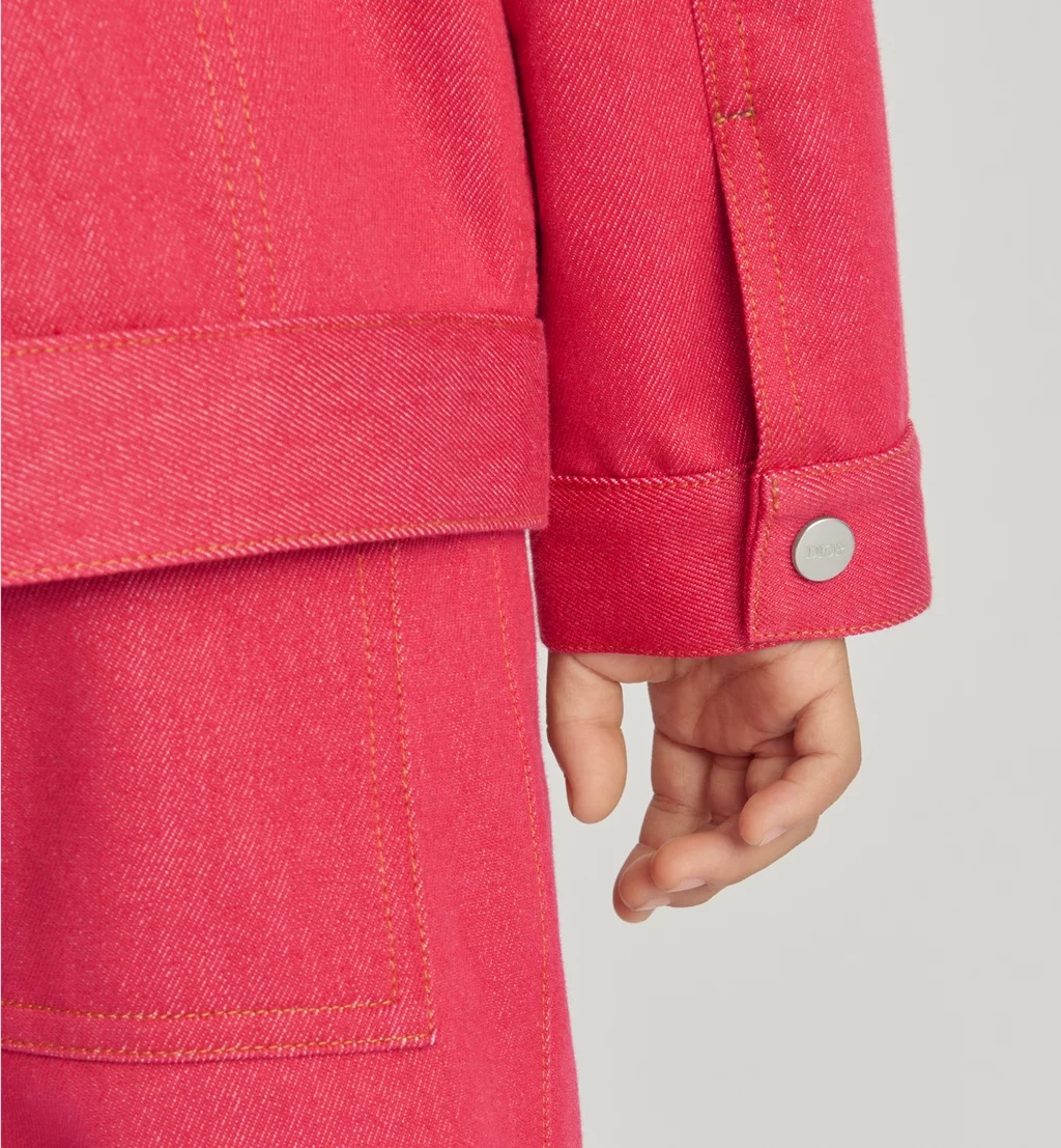 Dior Kids' Jacket In Stone Washed Raspberry Red