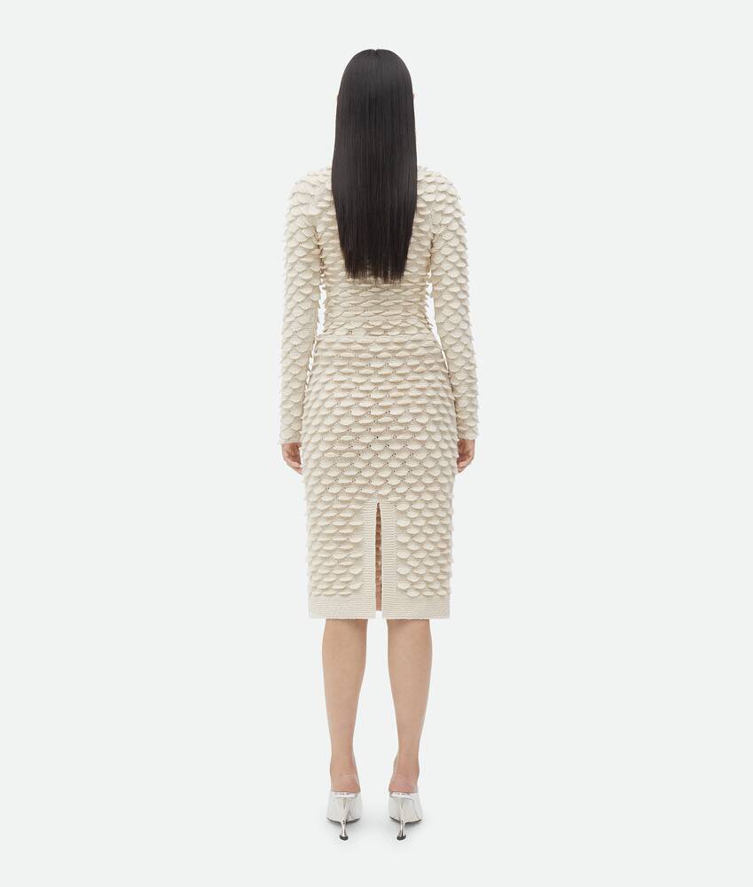 Shop Bottega Veneta Fish Scale Wool Medium Length Skirt In Nude