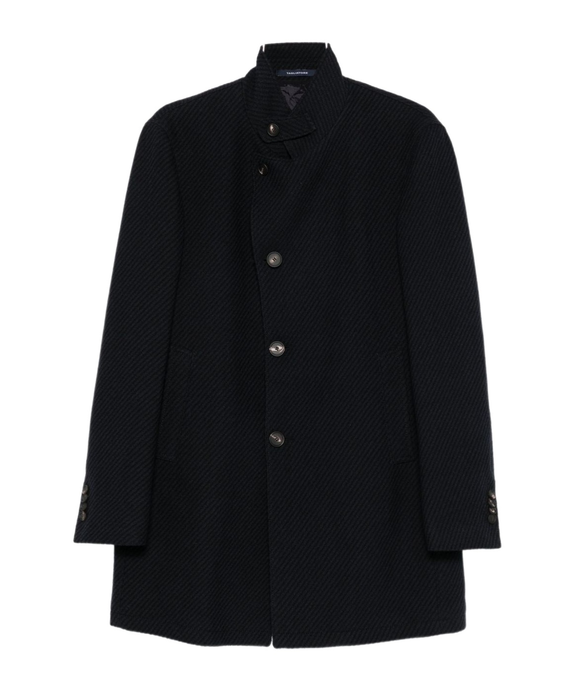 Tagliatore Gordon High-neck Buttoned Coat In Black