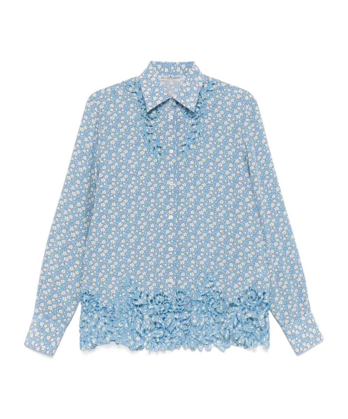 Ermanno Scervino Floral-print Shirt In Blue