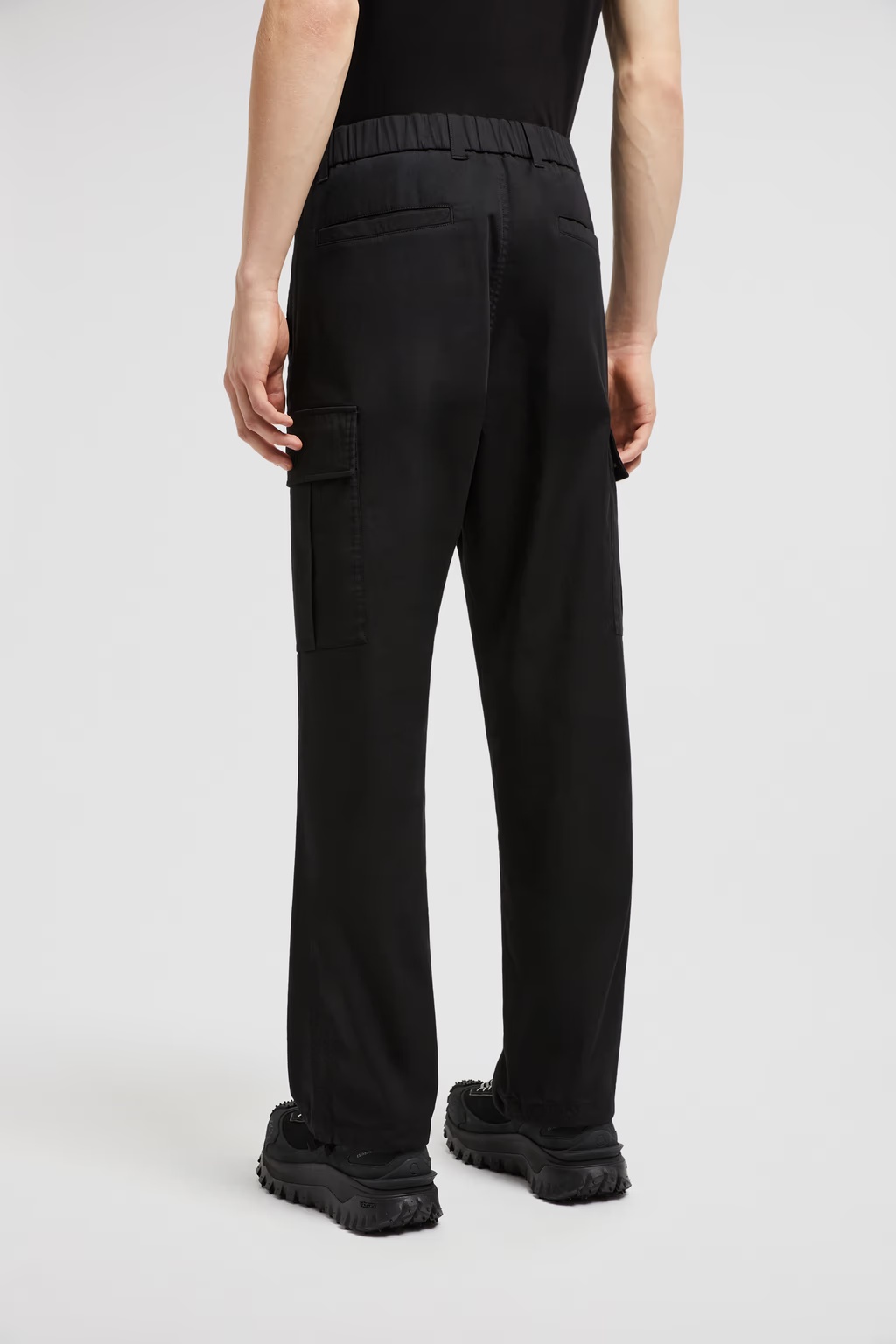 Shop Moncler Cotton Gabardine Cargo Trousers In Black