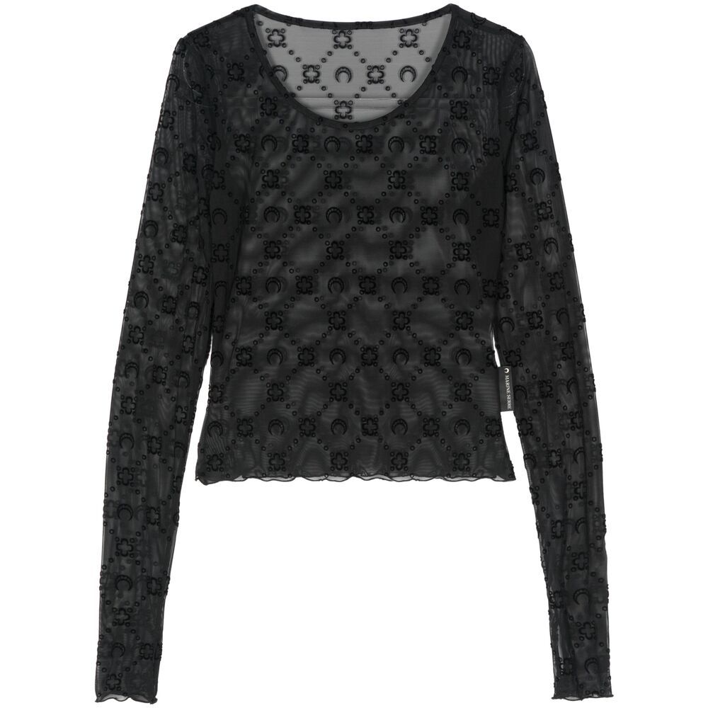 Marine Serre Monogram Crewneck Top In Black