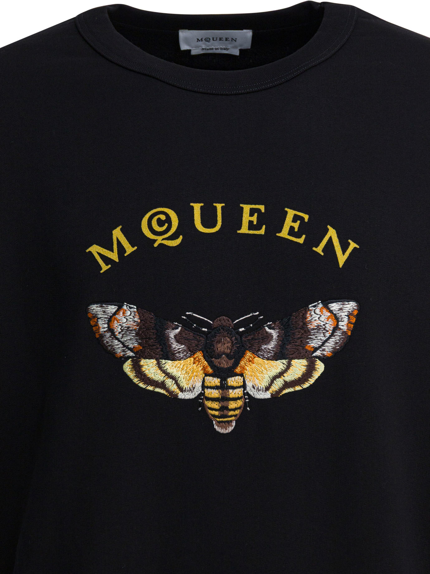 Alexander Mcqueen Crew Neck Embroidered Knit Sweatshirt In Black