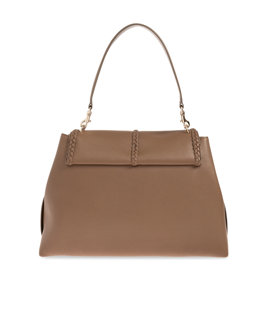 Chloé Large Penelope Leather Shoulder Bag In Brown