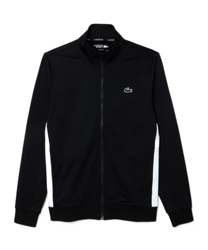 Lacoste Zippered Anti-tear Tennis Jersey In Black