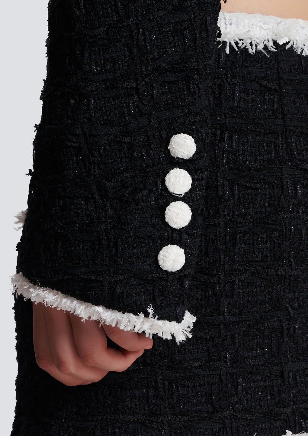 BALMAIN SHORT TWEED JACKET WITH CONTRASTING DETAILS