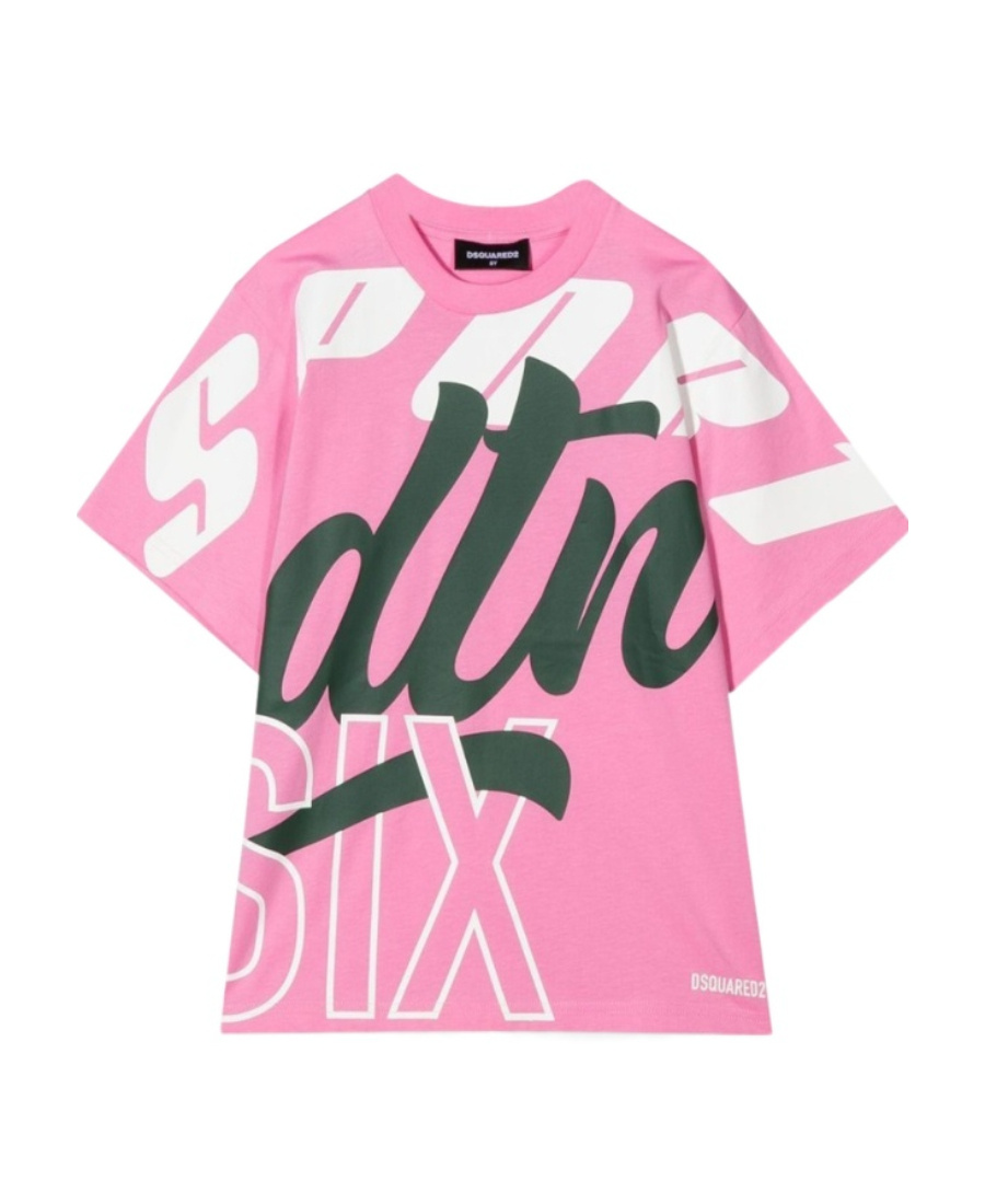 Shop Dsquared2 Kids Allover Writing Printed T-shirt In Pink