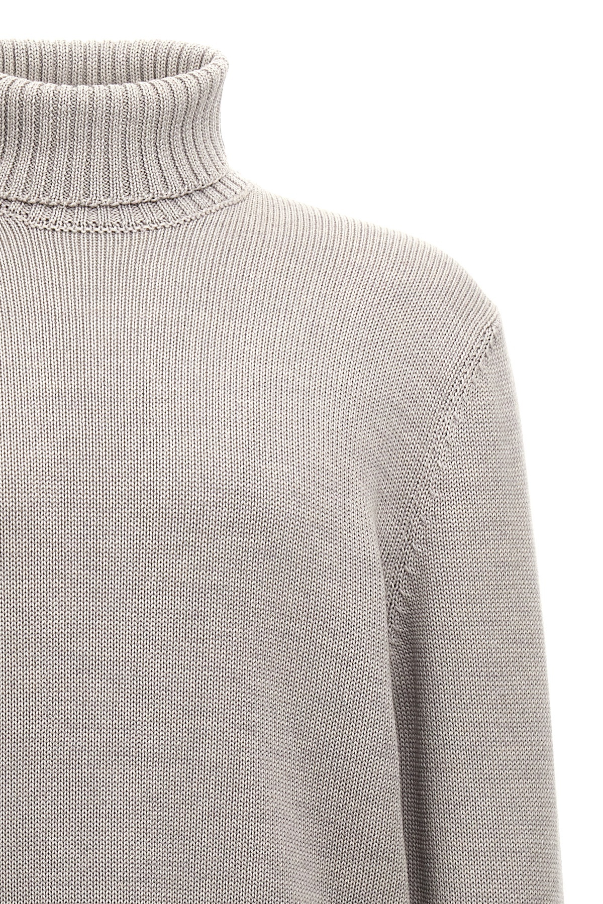 Zanone Wool Turtleneck Sweater With Classic Knit Texture In Nude