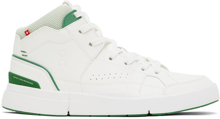 On Running On The Roger Clubhouse "white Green" Sneakers In White