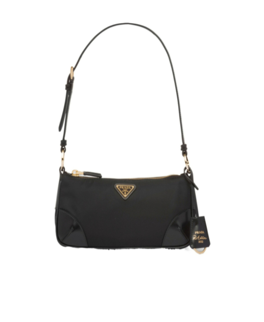 Prada Re-edition 2002 Small Leather Shoulder Bag In Black