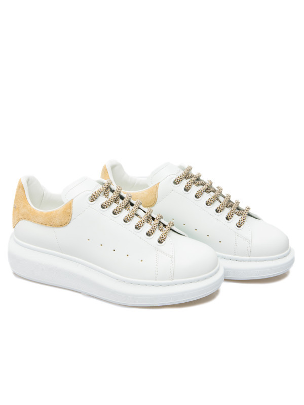 Alexander Mcqueen Beige White Beige Oversized Leather Sneakers In White