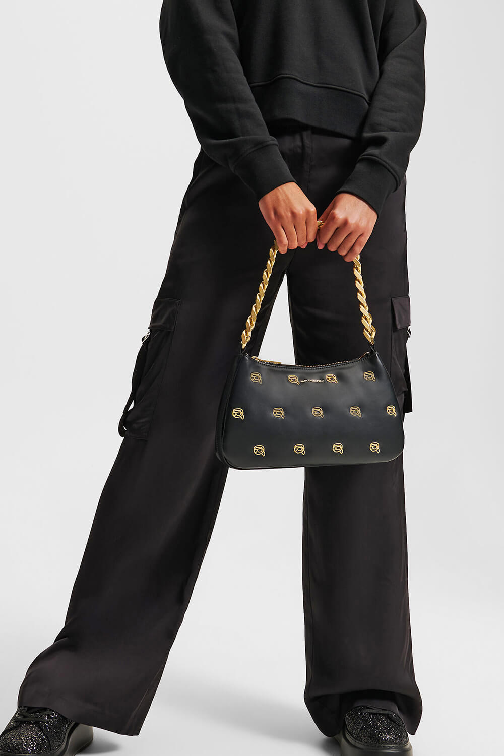 Karl Lagerfeld Small K/ikonik 2.0 Shoulder Bag In Black