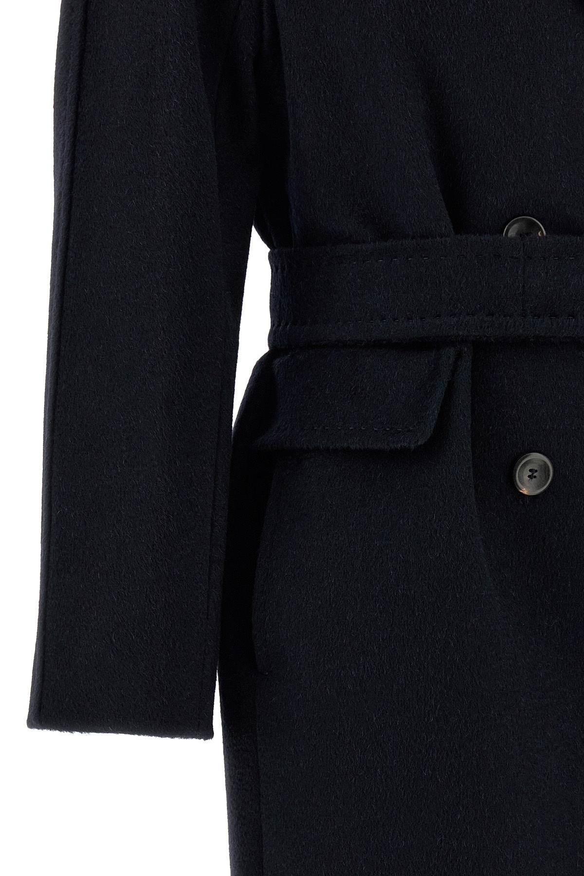 Max Mara Studio Panteon Double-breasted Coat In Black