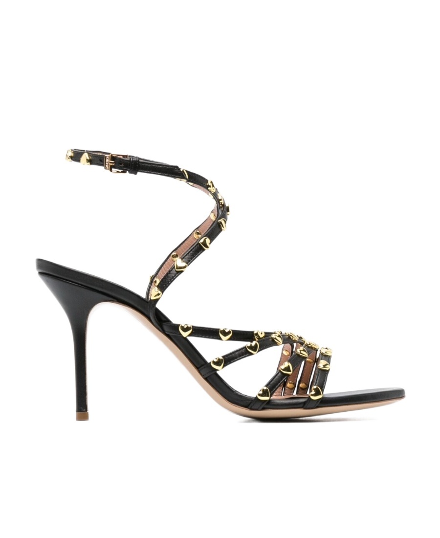 Moschino 90mm Stiletto Heel Leather Sandals In Black