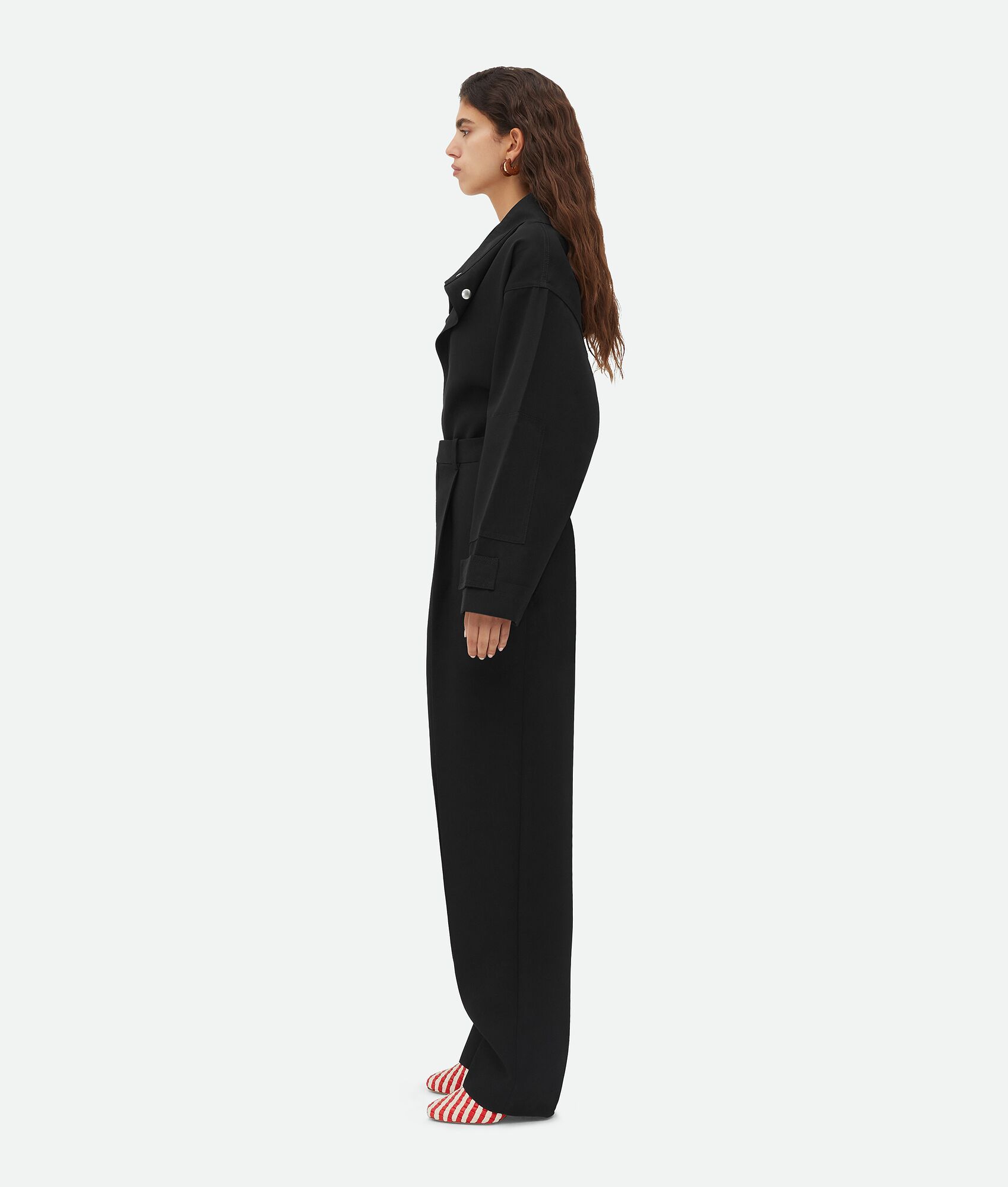 Bottega Veneta Twill Wool Tapered Trousers In Black