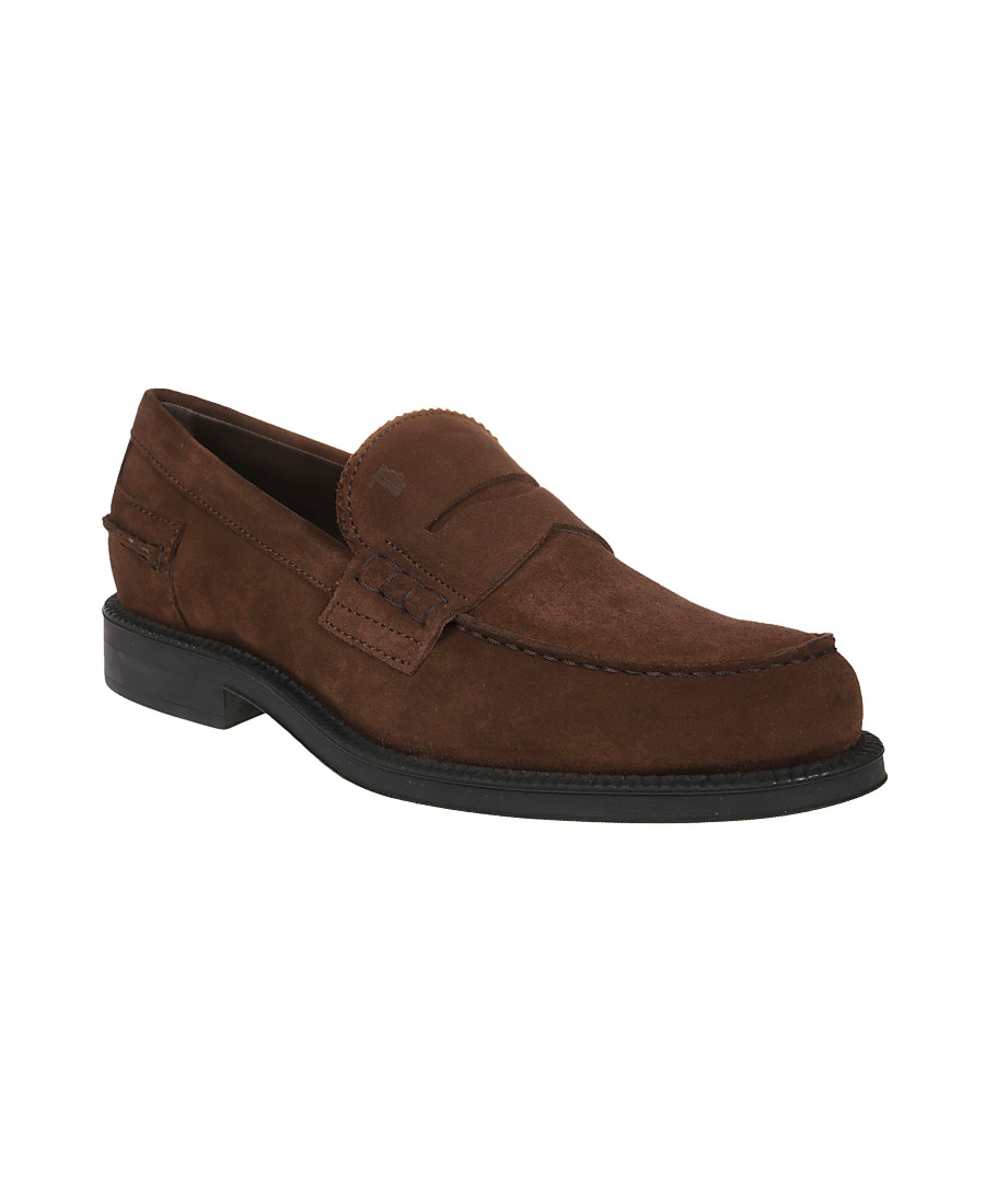 Tod's Suede Penny Loafers In Red