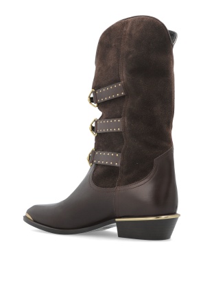 Isabel Marant 30mm Buckle-detail Suede Leather Boots In Brown