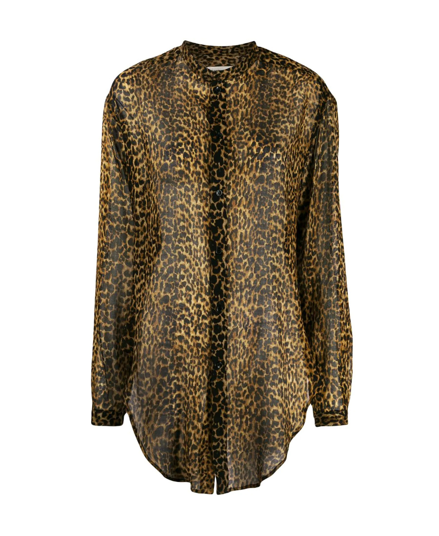 Saint Laurent Oversize Fit Shirt In Brown