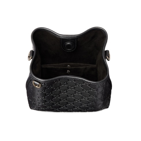 Gucci Gg Emblem Small Leather Bucket Bag