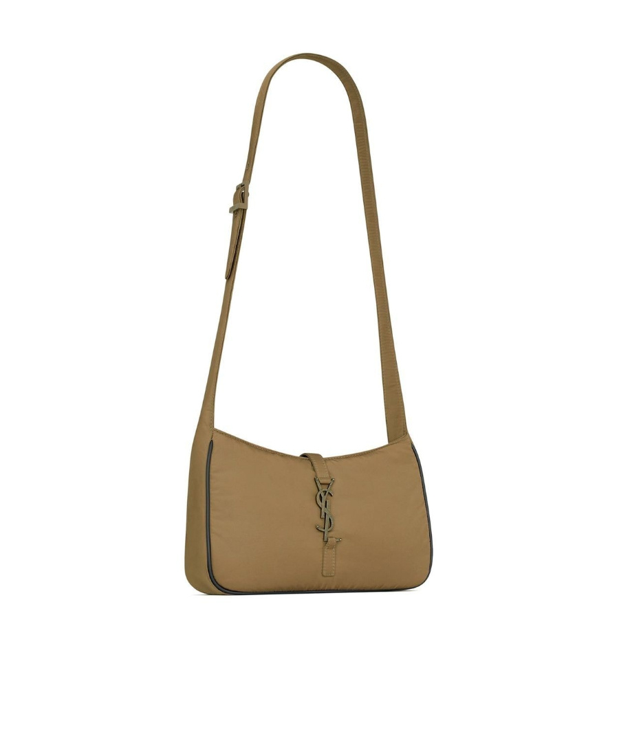Saint Laurent Logo-buckle Shoulder Bag In Brown