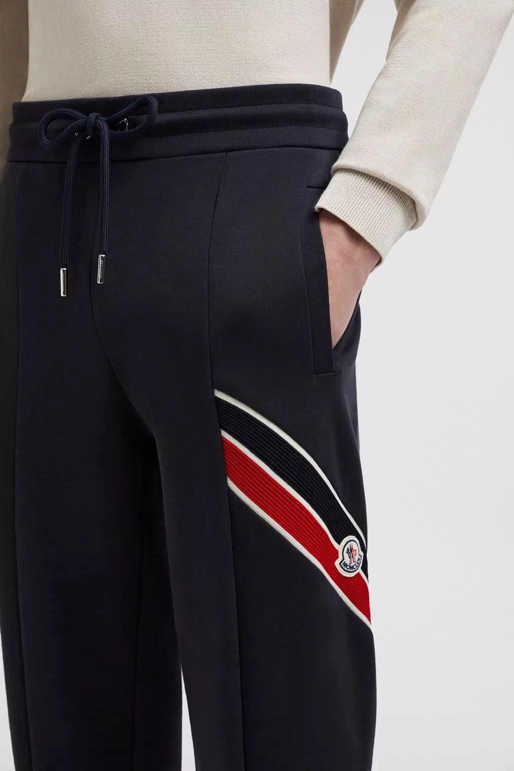 Moncler Side Logo Patch Jogging Trousers In Blue