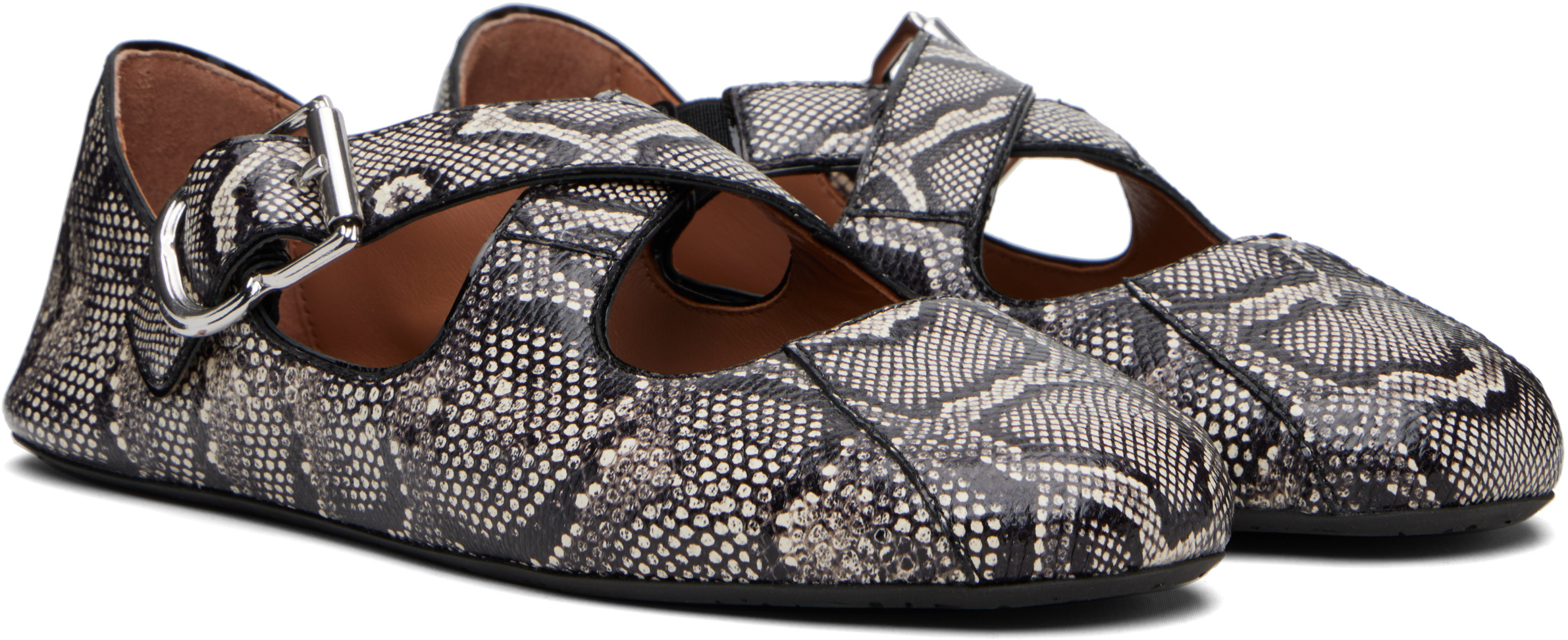 Alaïa Crisscross Snakeskin Leather Ballerina Flats In Multi