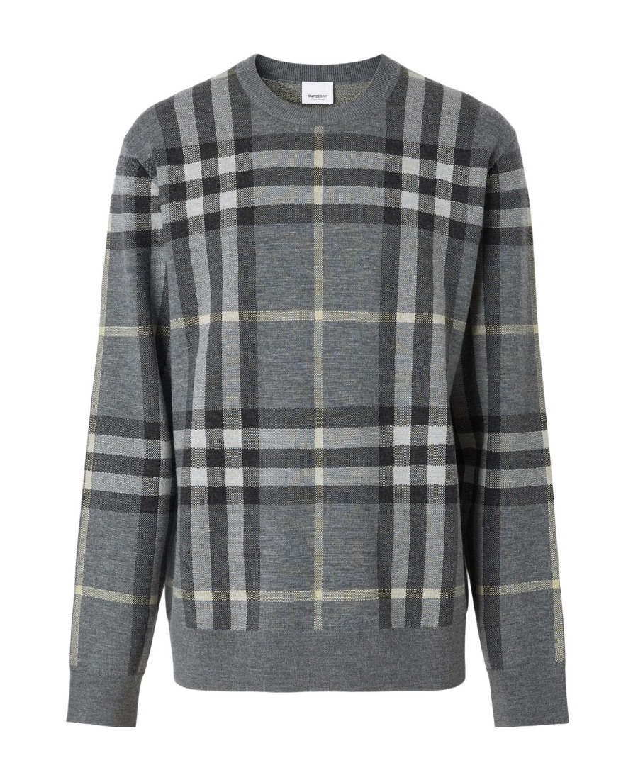 Burberry Check-pattern Wool-silk Jumper In Gray