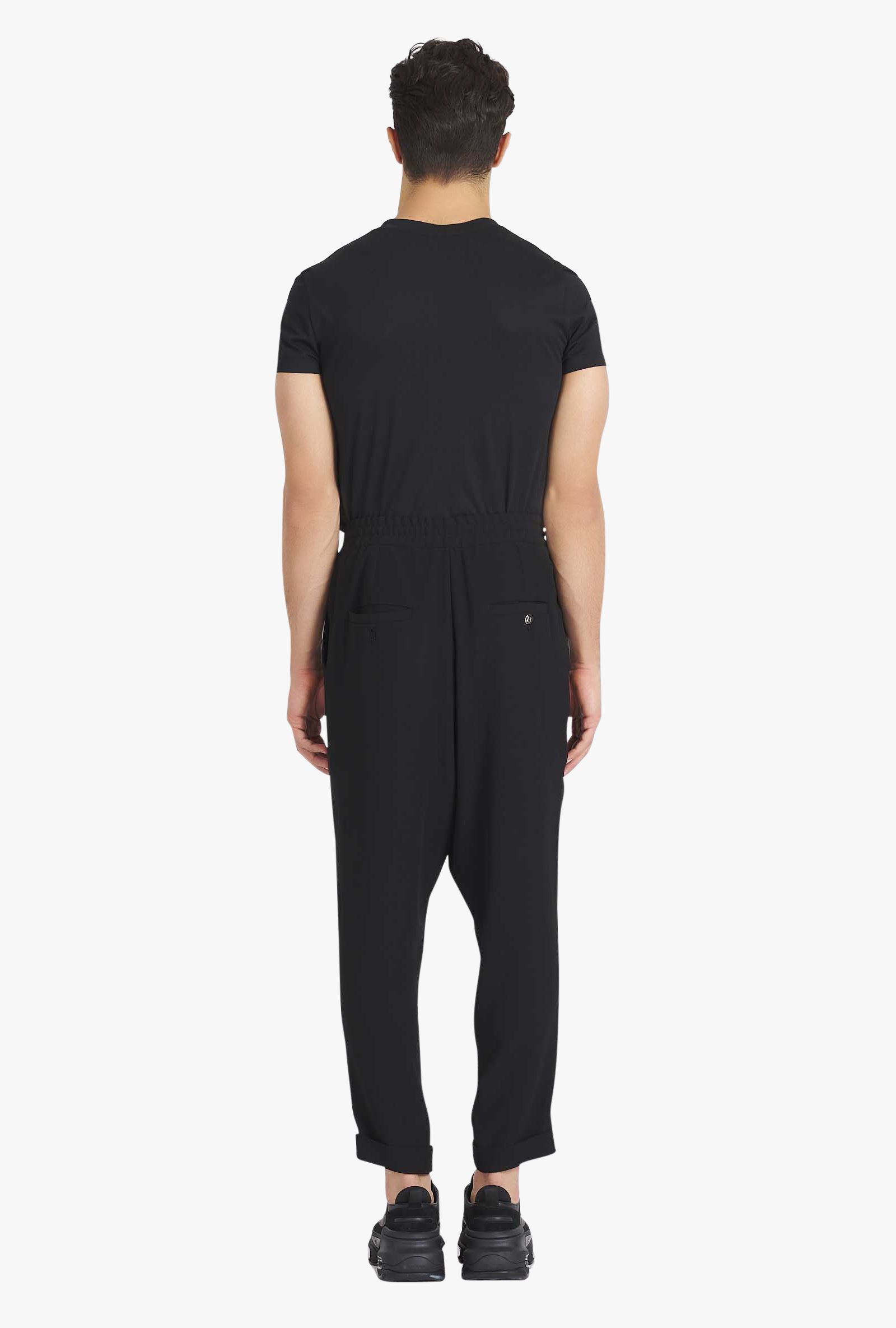 Balmain Timeless Embossed-button Drawstring-waist Trousers. In Black