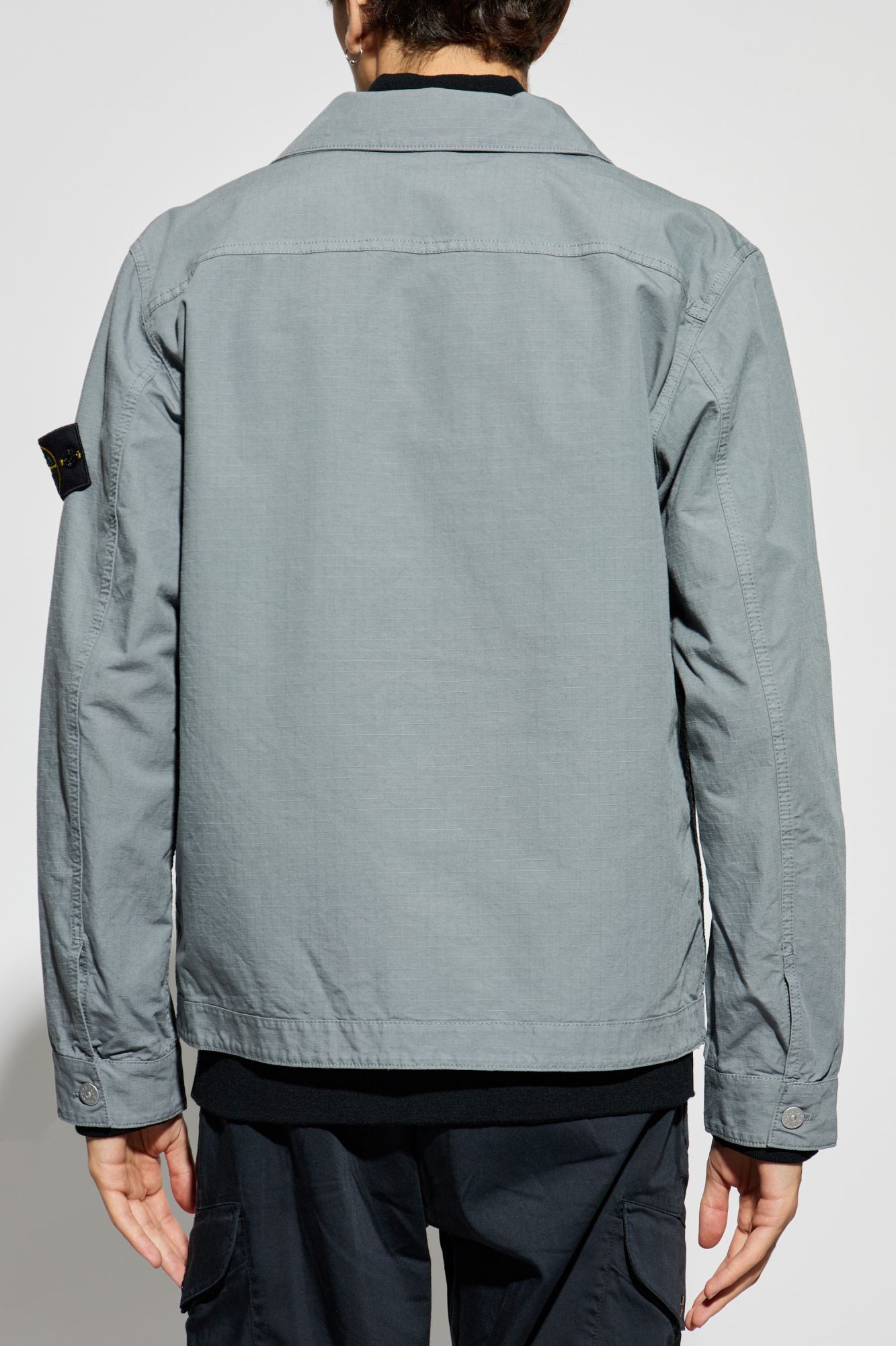 Stone Island Compass-badge Overshirt In Gray