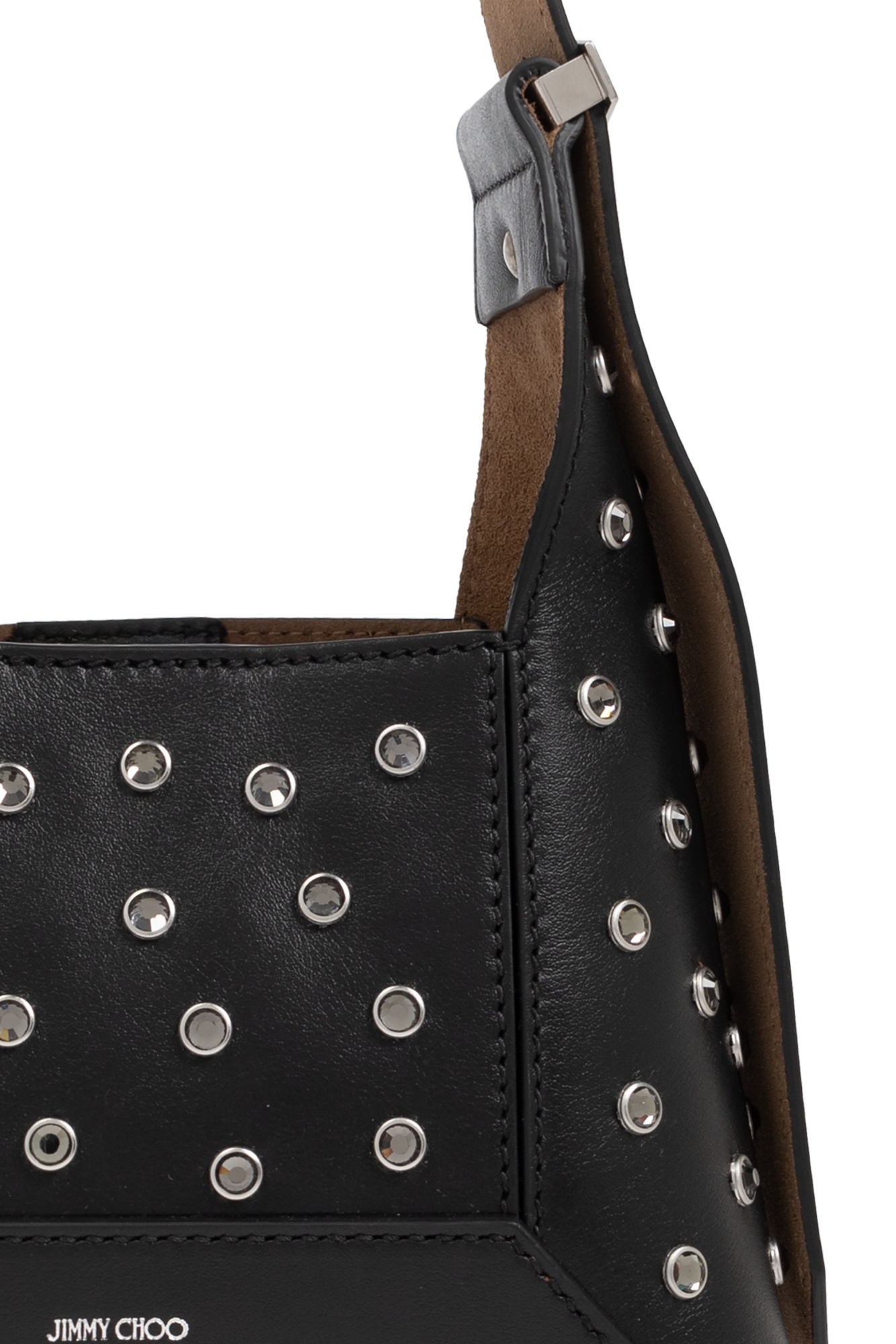 Jimmy Choo Diamond Hobo Embellished Leather Shoulder Bag In Black